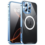 For iPhone 16 Pro Max Frosted MagSafe Magnetic Metal Phone Case(Blue)