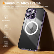 For iPhone 16 Pro Max Frosted MagSafe Magnetic Metal Phone Case(Purple)