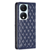 For Honor X7b Diamond Lattice Magnetic Leather Flip Phone Case(Blue)