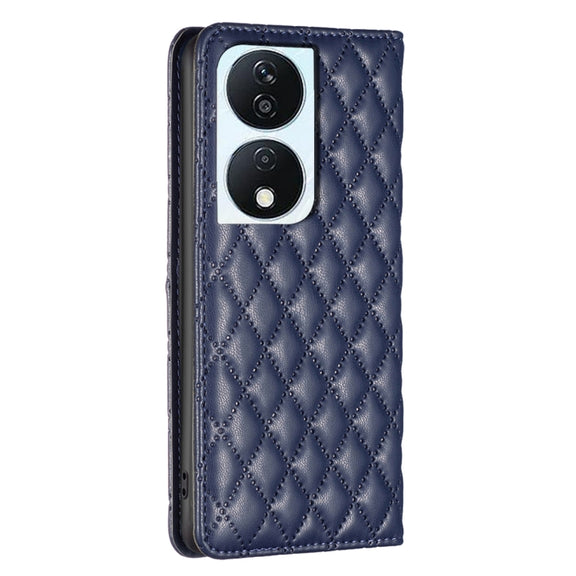 For Honor X7b Diamond Lattice Magnetic Leather Flip Phone Case(Blue)