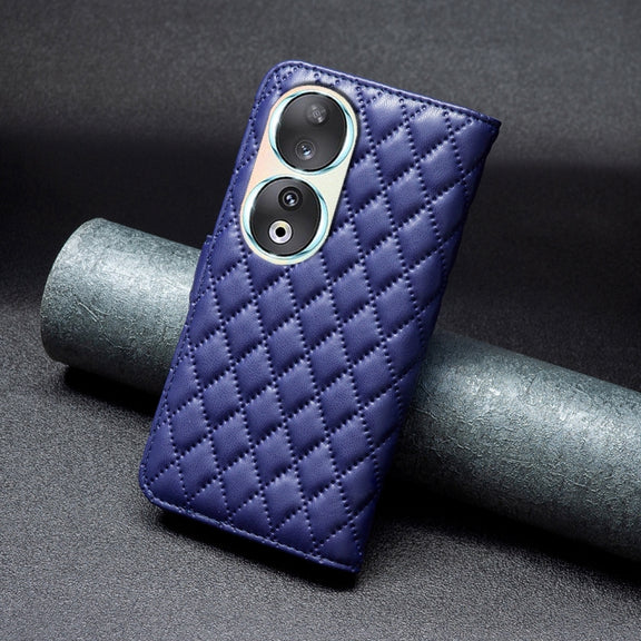 For Honor 90 5G Diamond Lattice Wallet Flip Leather Phone Case(Blue)