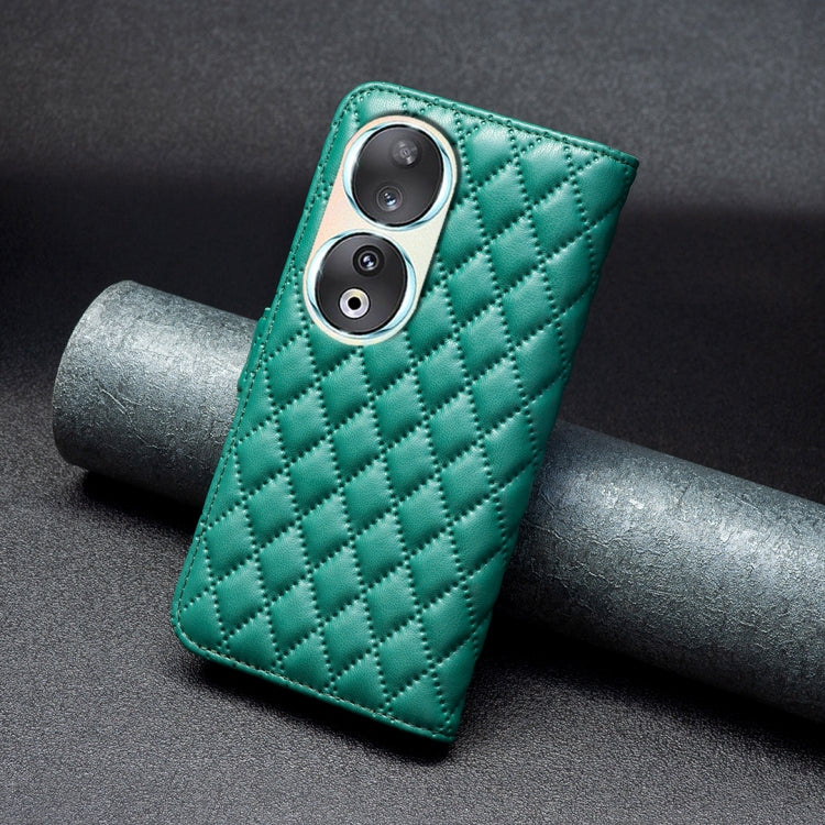 For Honor 90 5G Diamond Lattice Wallet Flip Leather Phone Case(Green)