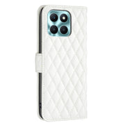 For Honor X6a Diamond Lattice Wallet Flip Leather Phone Case(White)