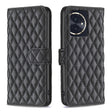 For Honor 100 Diamond Lattice Wallet Flip Leather Phone Case(Black) - Honor Cases by PMC TechLife | Online Shopping South Africa | PMC TechLife | Buy Now Pay Later Mobicred