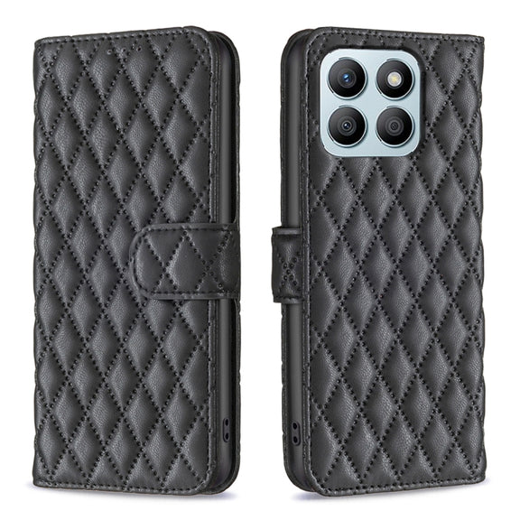 For Honor X8b Diamond Lattice Wallet Flip Leather Phone Case(Black)