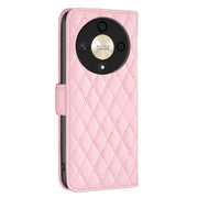 For Honor X9b/Magic6 Lite 5G Diamond Lattice Wallet Flip Leather Phone Case(Pink)