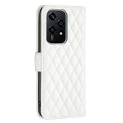 For Honor 200 Lite Global Diamond Lattice Wallet Flip Leather Phone Case(White)