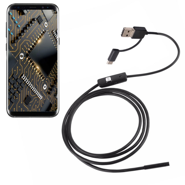 AN100 3 in 1 IP67 Water-resistant USB-C / Type-C + Micro USB + USB HD Endoscope Hard Tube Inspection Camera for Parts of OTG Function Android Mobile Phone, with 6 LEDs, Lens Diameter:7mm(Length: 1m)
