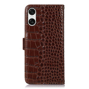 For Sony Xperia 10 VI Crocodile Top Layer Cowhide Leather Phone Case(Brown)
