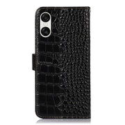 For Sony Xperia 10 VI Crocodile Top Layer Cowhide Leather Phone Case(Black)