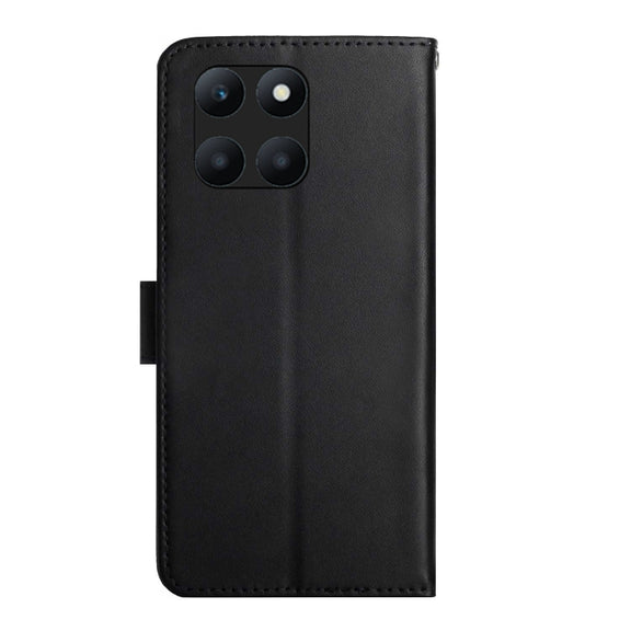 For Honor X6A HT02 Genuine Leather Fingerprint-proof Flip Phone Case(Black)