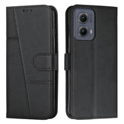For Motorola Edge 2024 Stitching Calf Texture Buckle Leather Phone Case(Black)