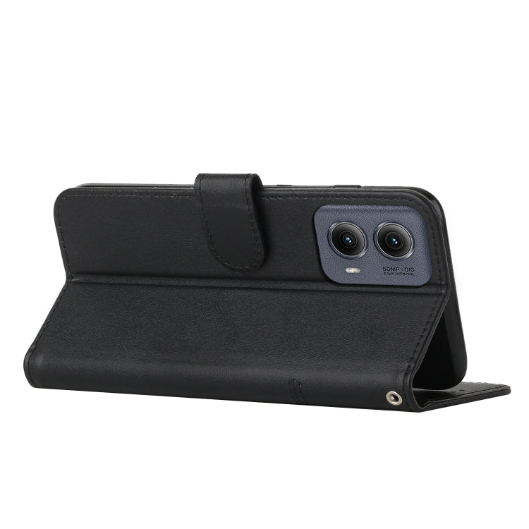 For Motorola Edge 2024 Stitching Calf Texture Buckle Leather Phone Case(Black)
