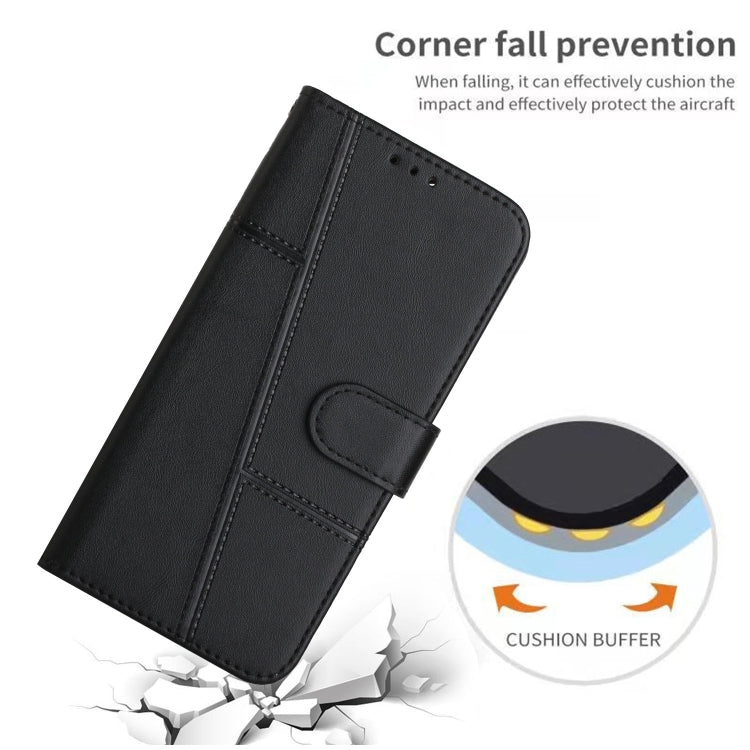 For Motorola Edge 2024 Stitching Calf Texture Buckle Leather Phone Case(Black)