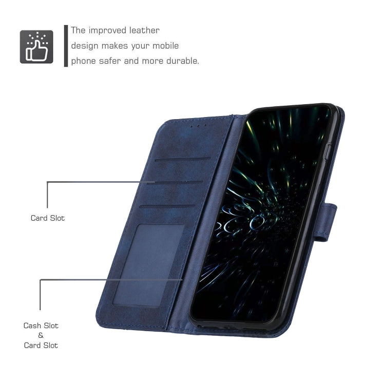 For Motorola Edge 2024 Stitching Calf Texture Buckle Leather Phone Case(Blue)