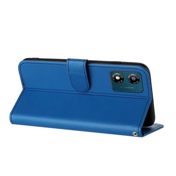 For Motorola Moto E13 Datura Flower Embossed Flip Leather Phone Case(Blue)