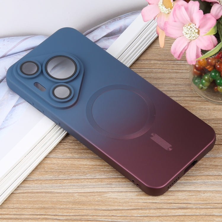 For Huawei Pura 70 Pro Liquid TPU Silicone Gradient MagSafe Phone Case(Blue Purple)