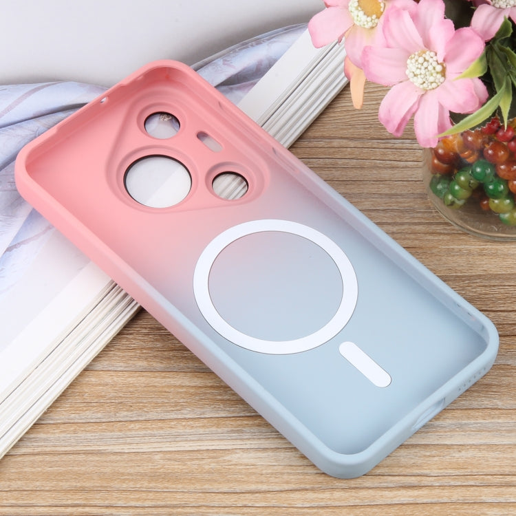 For Huawei Pura 70 Liquid TPU Silicone Gradient MagSafe Phone Case(Pink Blue)