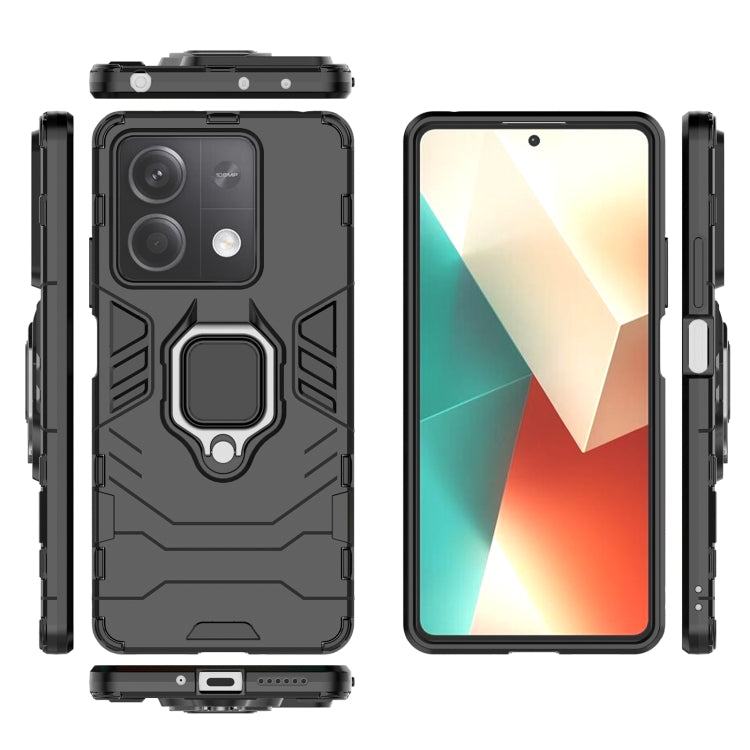 For Xiaomi Redmi Note 13 Shockproof PC + TPU Holder Phone Case(Black)