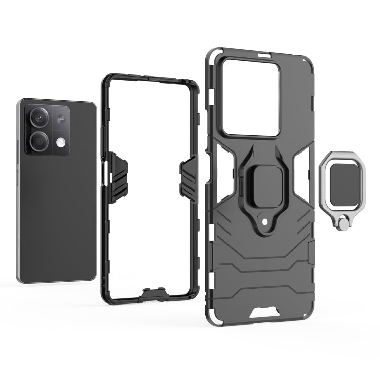 For Xiaomi Redmi Note 13 Shockproof PC + TPU Holder Phone Case(Black)