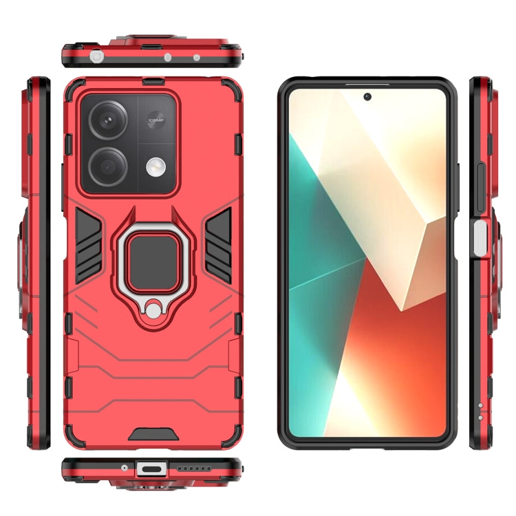 For Xiaomi Redmi Note 13 Shockproof PC + TPU Holder Phone Case(Red)