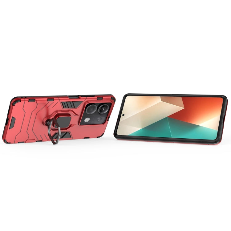 For Xiaomi Redmi Note 13 Shockproof PC + TPU Holder Phone Case(Red)