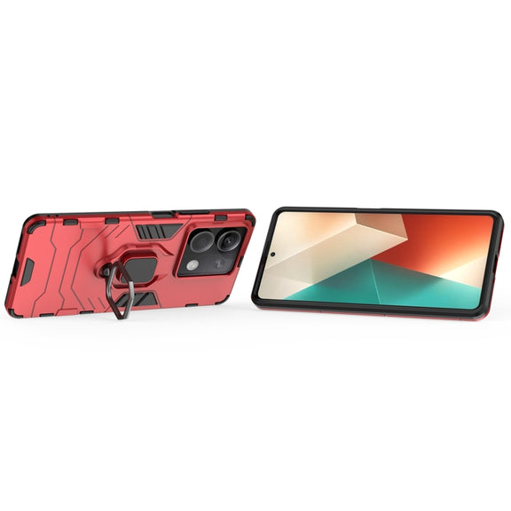 For Xiaomi Redmi Note 13 Shockproof PC + TPU Holder Phone Case(Red)