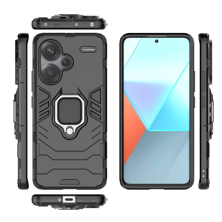 For Xiaomi Redmi Note 13 Pro+ Shockproof PC + TPU Holder Phone Case(Black)