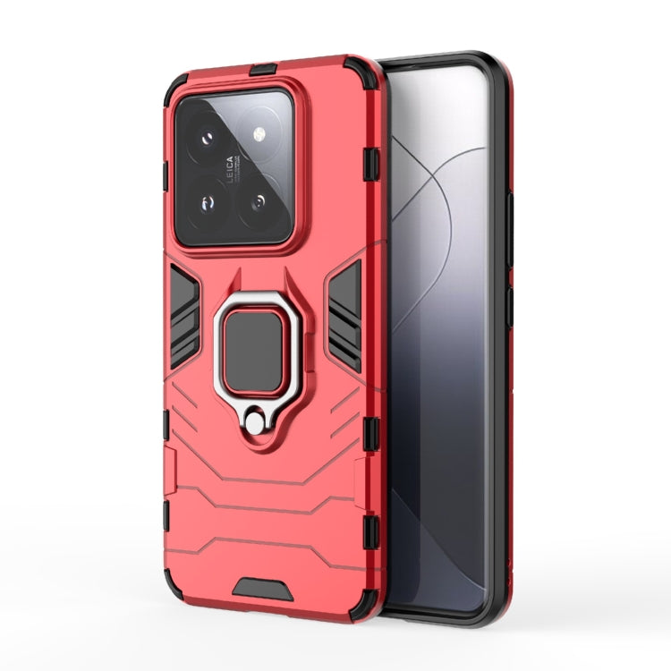 For Xiaomi 14 Pro Shockproof PC + TPU Holder Phone Case(Red)