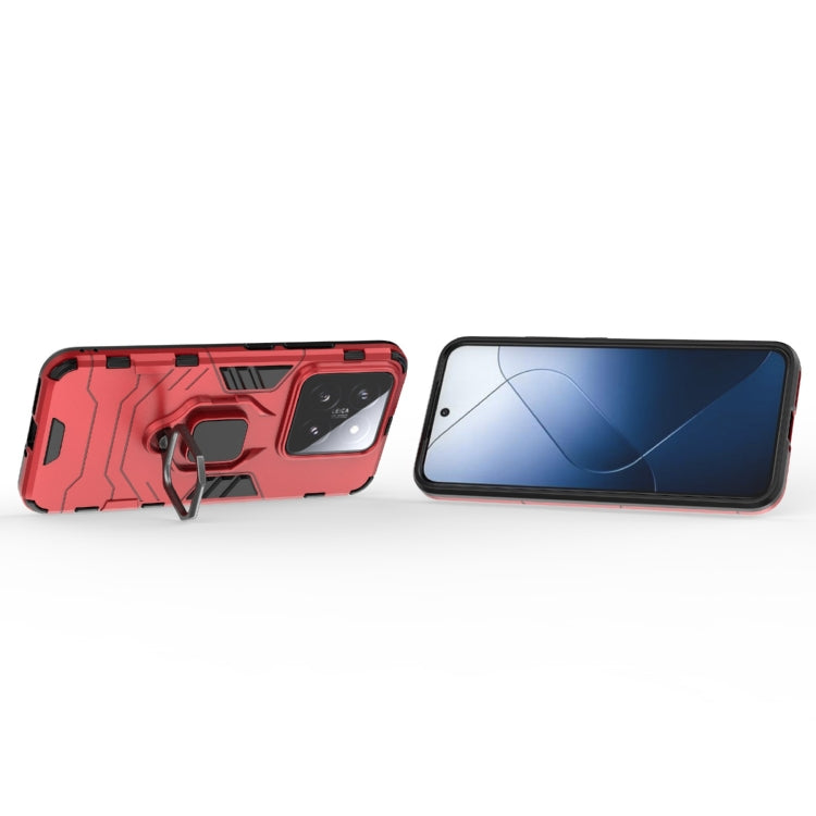 For Xiaomi 14 Shockproof PC + TPU Holder Phone Case(Red)