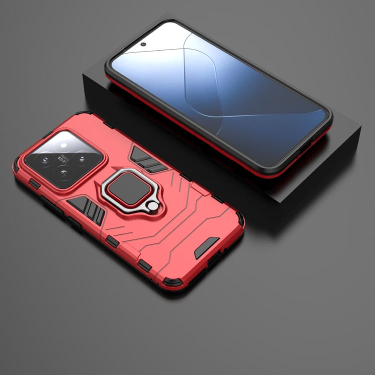 For Xiaomi 14 Shockproof PC + TPU Holder Phone Case(Red)