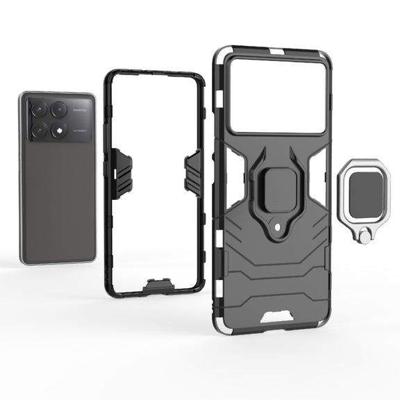 For Xiaomi Redmi K70E Shockproof PC + TPU Holder Phone Case(Black)