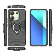 For Xiaomi Redmi Note 13 4G Shockproof PC + TPU Holder Phone Case(Black)