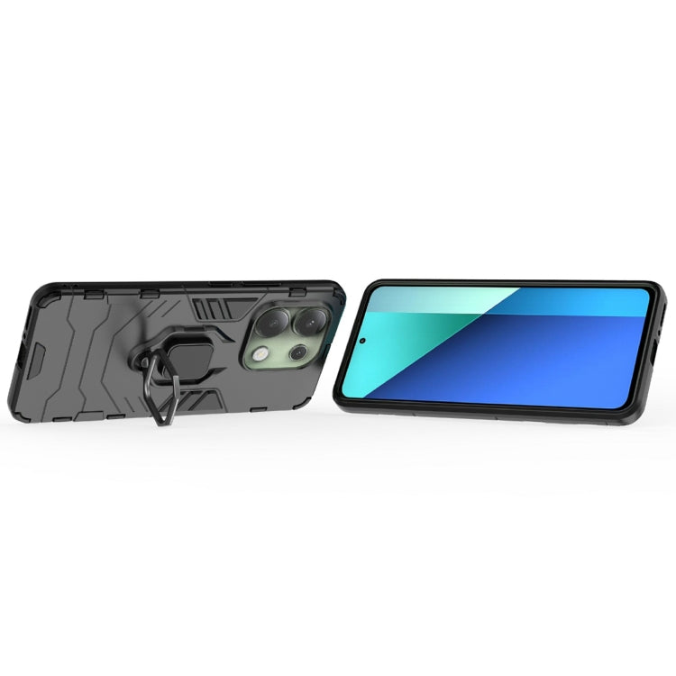 For Xiaomi Redmi Note 13 4G Shockproof PC + TPU Holder Phone Case(Black)
