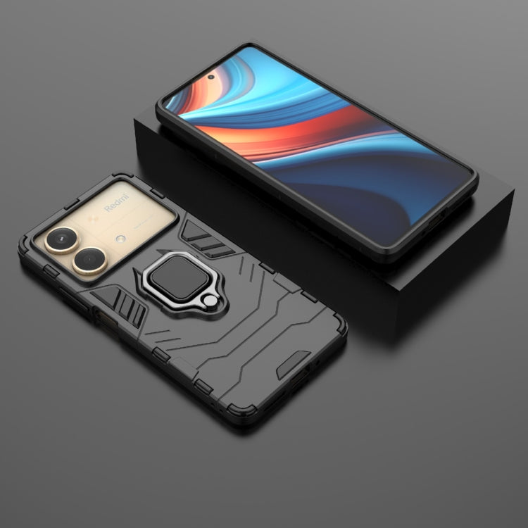 For Xiaomi Redmi Note 13R Pro 5G Shockproof PC + TPU Holder Phone Case(Black)