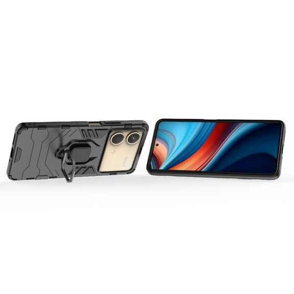 For Xiaomi Redmi Note 13R Pro 5G Shockproof PC + TPU Holder Phone Case(Black)