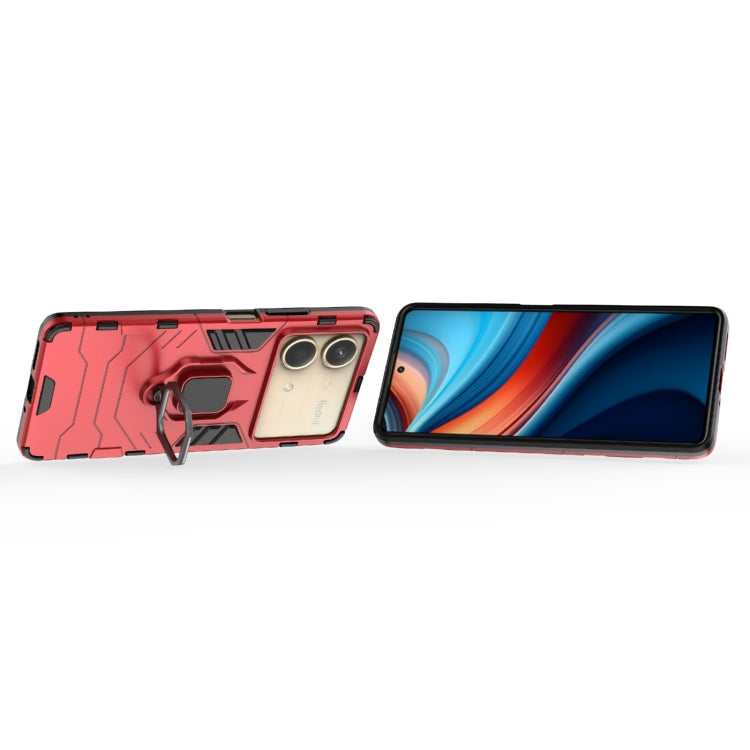 For Xiaomi Redmi Note 13R Pro 5G Shockproof PC + TPU Holder Phone Case(Red)