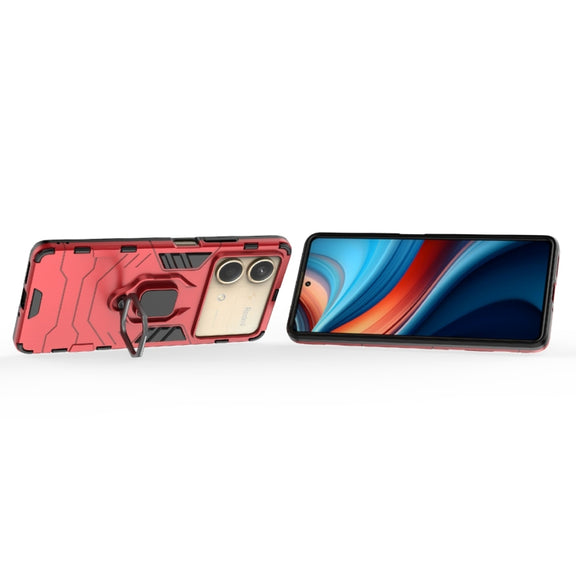 For Xiaomi Redmi Note 13R Pro 5G Shockproof PC + TPU Holder Phone Case(Red)
