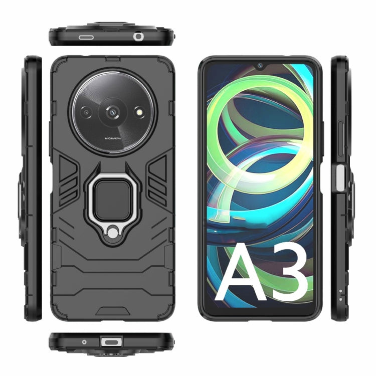 For Xiaomi Redmi A3 4G Shockproof PC + TPU Holder Phone Case(Black)