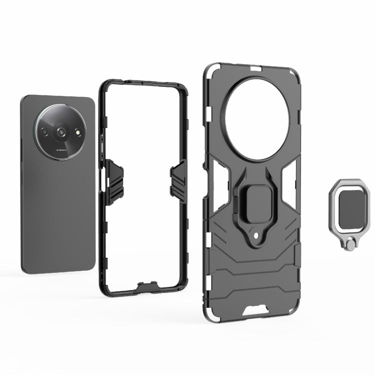 For Xiaomi Redmi A3 4G Shockproof PC + TPU Holder Phone Case(Black)