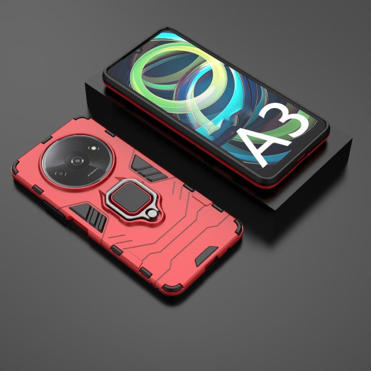 For Xiaomi Redmi A3 4G Shockproof PC + TPU Holder Phone Case(Red)