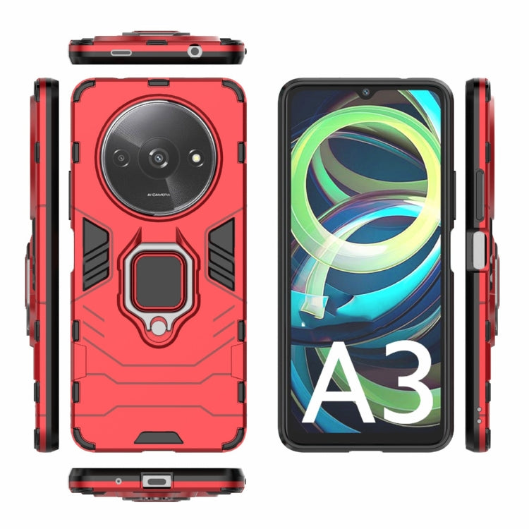 For Xiaomi Redmi A3 4G Shockproof PC + TPU Holder Phone Case(Red)
