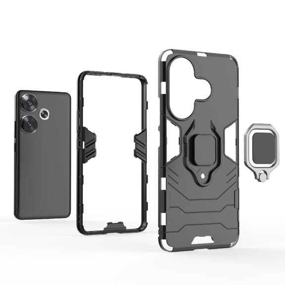 For Xiaomi Redmi Turbo 3 Shockproof PC + TPU Holder Phone Case(Black)