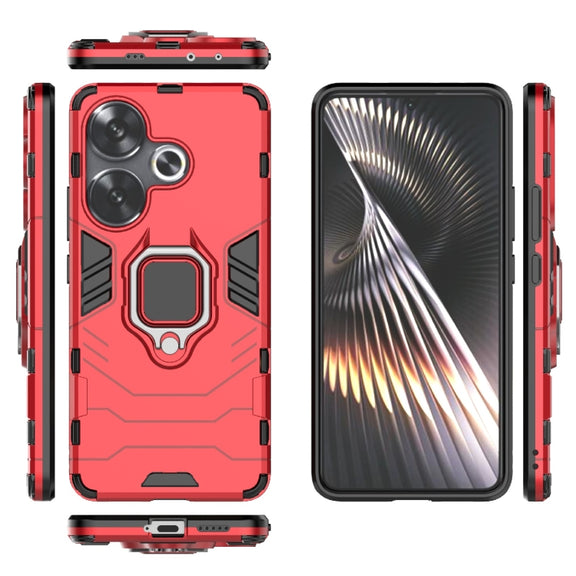 For Xiaomi Poco F6 Shockproof PC + TPU Holder Phone Case(Red)