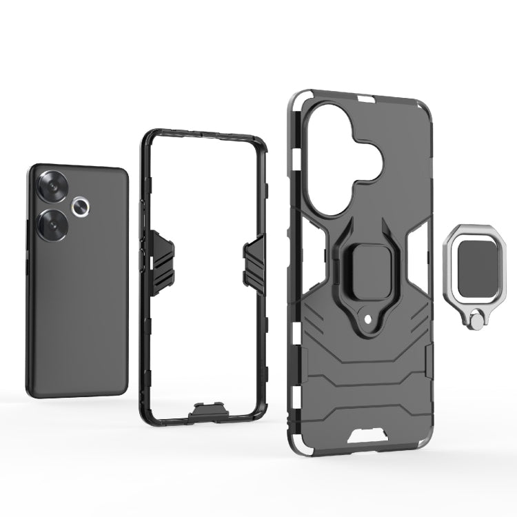 For Xiaomi Poco F6 Shockproof PC + TPU Holder Phone Case(Red)