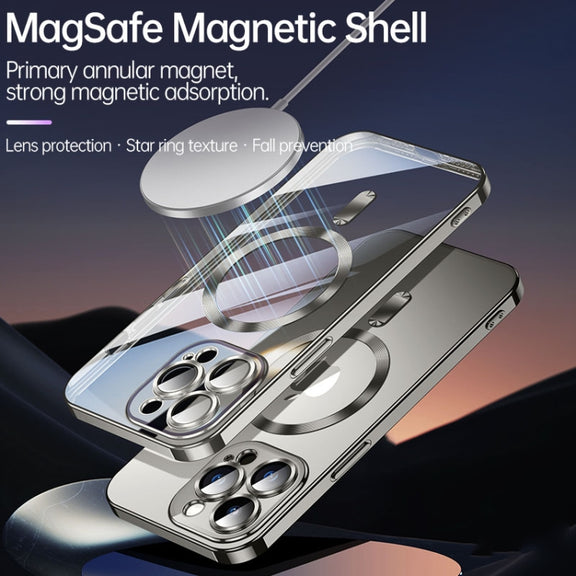 For iPhone 15 Pro SULADA MagSafe Plating TPU Shockproof Phone Soft Case(Titanium Blue)