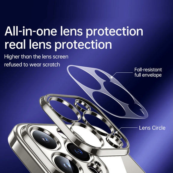 For iPhone 15 Plus SULADA Shine Through Series Plating TPU Transparent Phone Case(Silver)