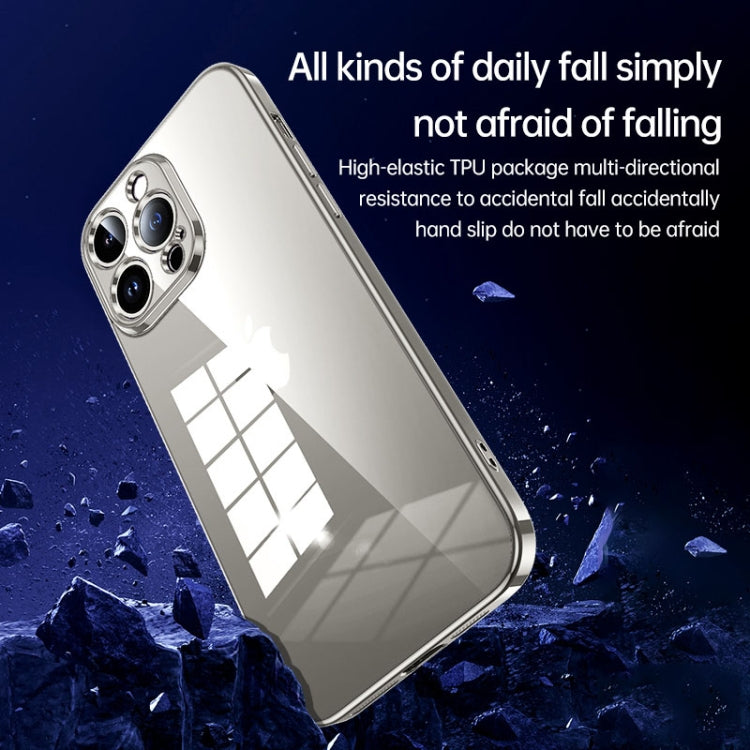 For iPhone 15 Plus SULADA Shine Through Series Plating TPU Transparent Phone Case(Silver)