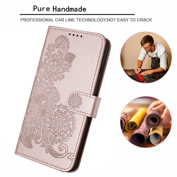 For Samsung Galaxy S23 FE Datura Flower Embossed Flip Leather Phone Case(Rose Gold)