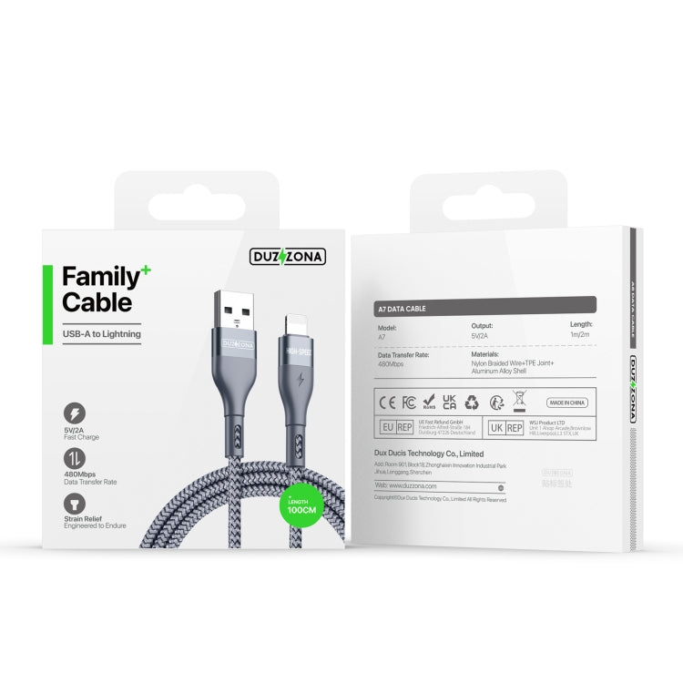 DUZZONA A7 2.4A USB to 8 Pin Charging Data Cable, Length:1m